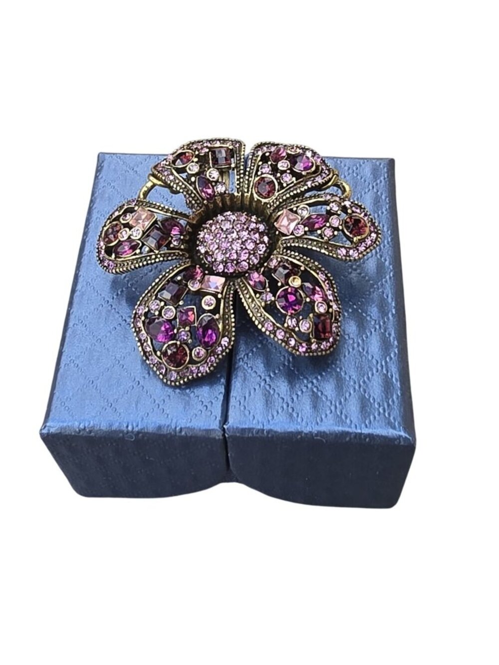 Heidi Daus Vintage Gold-Tone Swarovski Crystal Flower Magnetic Enhancer Pendant
